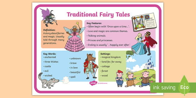 Story Genres Traditional Fairy Tales Display Poster - stories