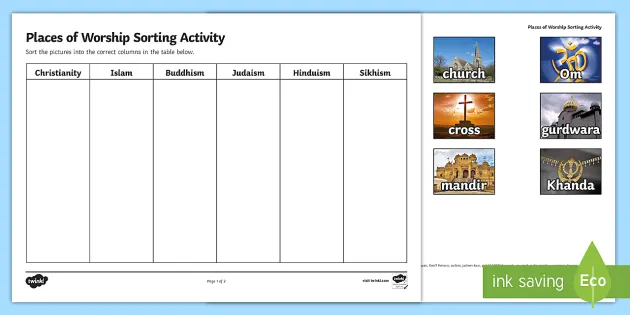 places of worship sorting activity teacher made