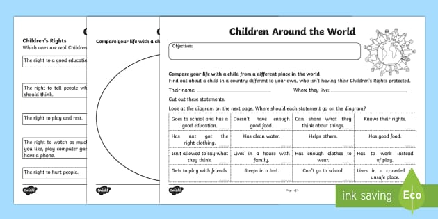 universal children s day children around the world worksheet worksheet