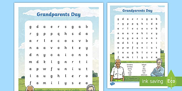Grandparents Day Word Search Printable Worksheet Twinkl