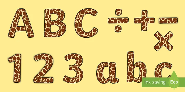 Giraffe Bulletin Board Letters & Numbes Graphic by MOBAAMAL · Creative  Fabrica
