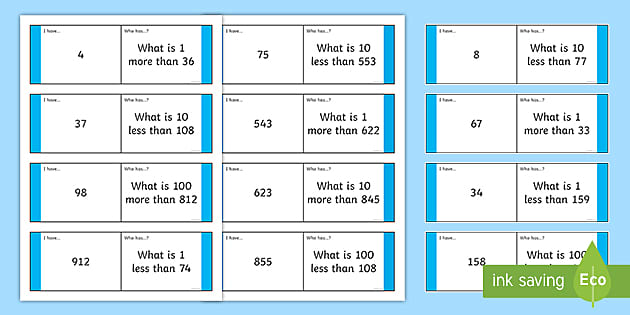KS2 More Or Less 1 10 100 Loop Cards Maths Resources