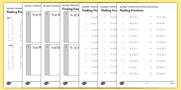 fractions missing numbers worksheets maths resources
