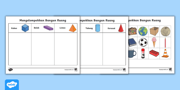 Lembar Aktivitas Mengelompokkan Bangun Ruang Teacher Made 5965
