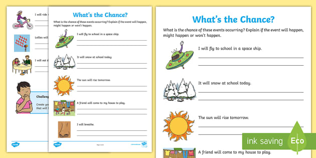 whats the chance worksheet worksheet teacher made