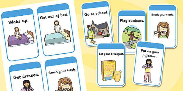 Daily Routine Cards (Girls) - Visual Timetable, SEN, Daily Timetable ...