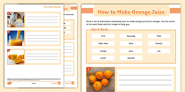 Making Orange Juice Instruction Writing Template KS1