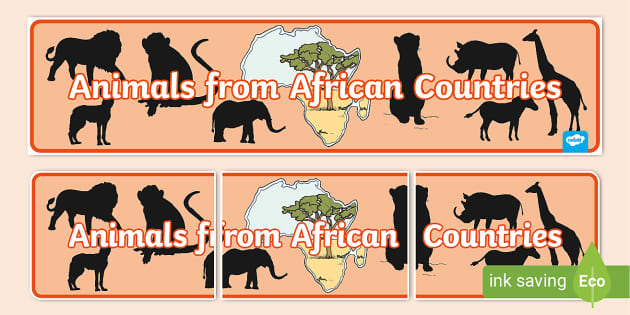 Animals From African Countries Display Banner - animal silhouettes