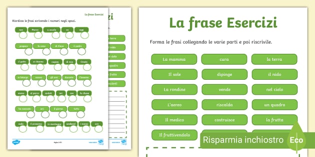 Esercizi sulla frase classe seconda (Teacher-Made) - Twinkl