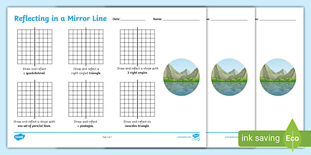 Year 4 Reflections in a Mirror Line Worksheets