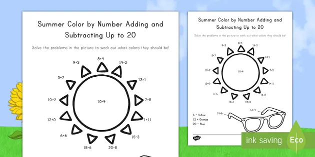 summer color by number printable k 2 learning activities