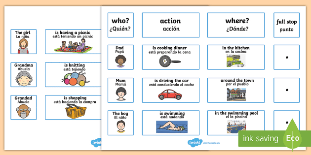 English to Spanish Translation of Sentences Worksheet - EAL