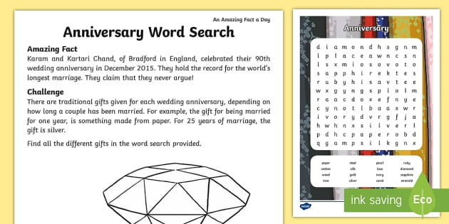 Anniversary Word Search (teacher made) - Twinkl