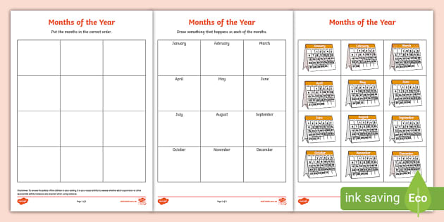 Months Of The Year Worksheet Professor Feito Twinkl