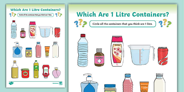 Grade 3 Math: Which are 1- litre containers? (teacher made)