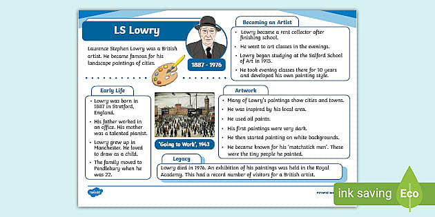 KS1 LS Lowry Fact File - Art and Design - British Artists