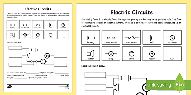 free electric circuits worksheet teacher made