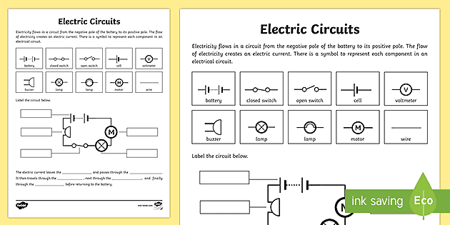 Electric Circuits Worksheet - Circuit Activity Grades 3-5