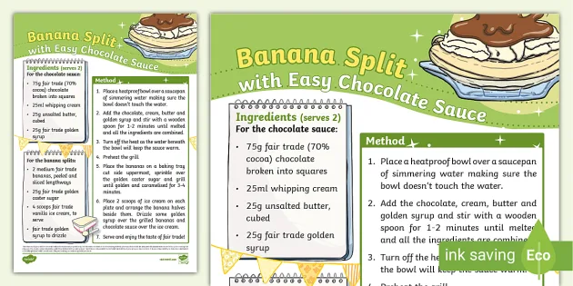 Fairtrade Fortnight Banana Split Recipe Parents Twinkl