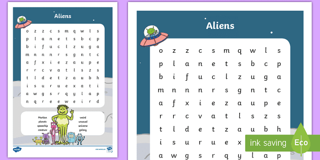 Ks1 Aliens Word Search Ks1 Aliens Word Search