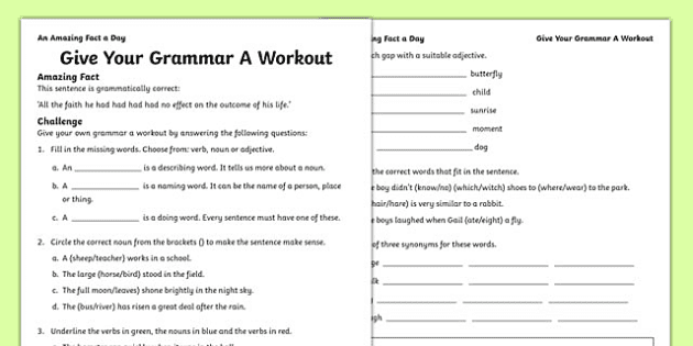 Give Your Grammar A Workout Worksheet - English Resources