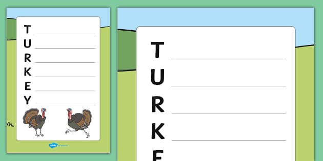 Turkey Acrostic Poem Template (teacher made) - Twinkl