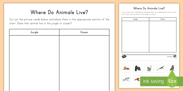 Where Do Animals Live Worksheet / Worksheet (teacher made)