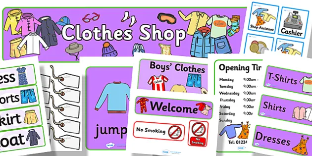 Describing Clothes and Shopping Interactive for 2nd - 4th Grade