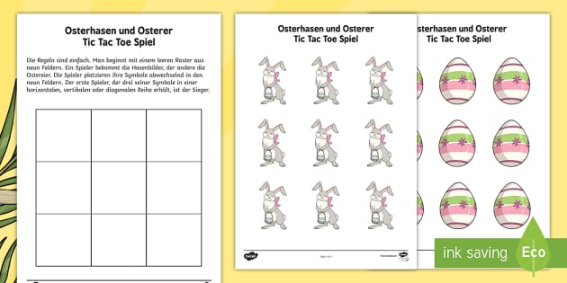 Osterhasen und Osterei Tic Tac Toe Spiel (teacher made)