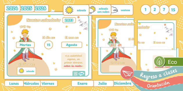 Calendario XL | Sala Clases | El Principito - Twinkl