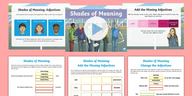 Adjectives Shades Of Ks2 Meaning Activity Packc