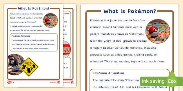 Pokémon Types worksheet