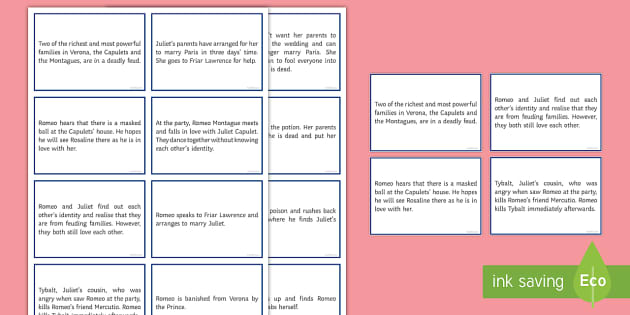 GCSE Romeo and Juliet: Lower Ability Sorting Activity