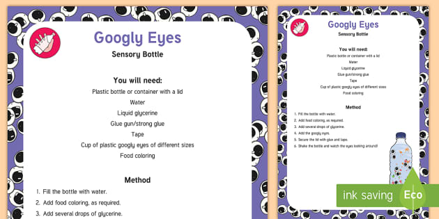 Googly Eyes Sensory Bottle, Halloween Craft