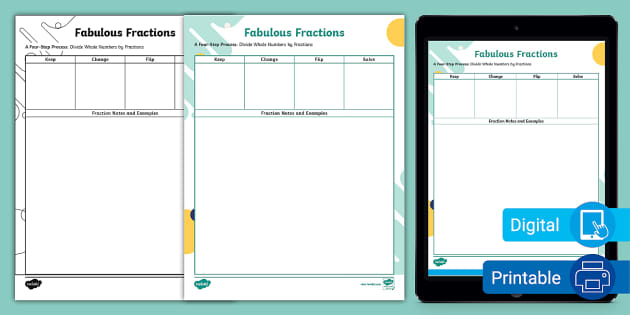 Dividing Whole Numbers by Fractions Graphic Organizer