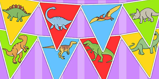 Dinosaur Bunting - dinosaurs, prehistoric, bunting, display