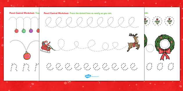 pencil control christmas worksheets for preschoolers