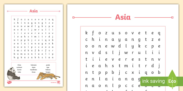 Asia Word Search (teacher made) - Twinkl