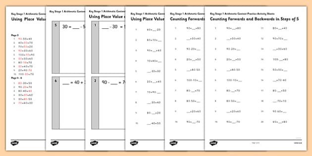 KS1 Arithmetic Content Worksheet / Worksheet Pack Using Place Value and ...