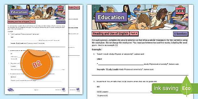 ESL B2 FCE Reading And Use Of English Part 4 Practice