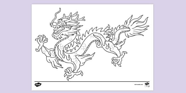 Easy Chinese Dragon Colouring Sheet