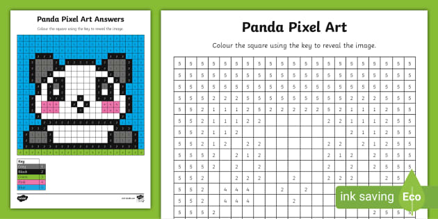 FREE! - Free Panda Pixel Art Template for Children: Download now!