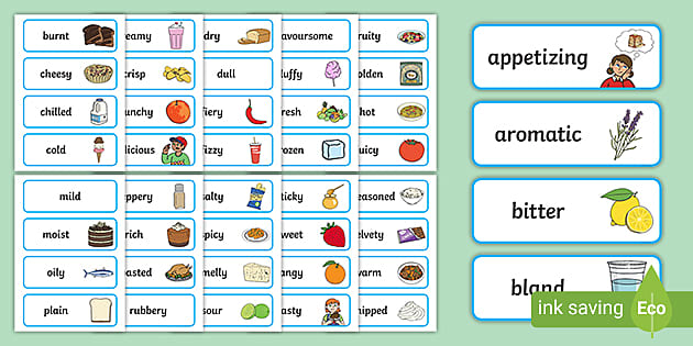 Food Adjective Pictures - Word Cards - Teaching Resources