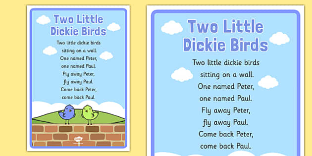 Two little words. Two little Dickie Birds. 2 Little Dicky Birds. Стих little Bird. Little Bird a poem.
