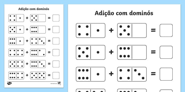 Ideia de jogo/atividade com peças de dominó 