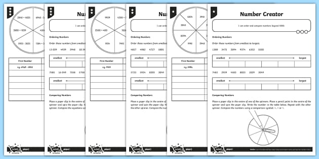 Y4 Ordering and Comparing Numbers Differentiated Worksheet / Worksheet