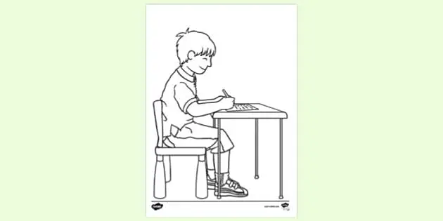 free good posture sitting at desk colouring sheet