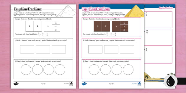 Egyptian Fractions Activity (teacher made) - Twinkl