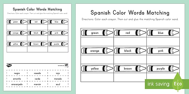 Spanish Color Words Matching Activity Twinkl USA Twinkl