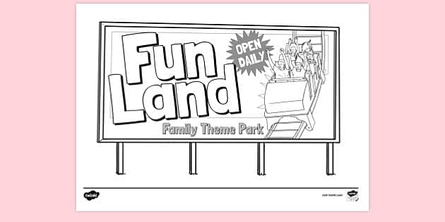 FREE! - Theme Park Billboard Colouring | Colouring Sheets